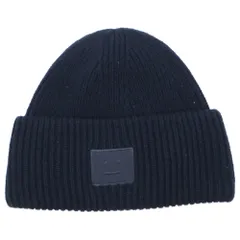 Acne Studios (アクネ ストゥディオズ) フェイスロゴパッチ ウール混ニットビーニー ニット帽 帽子 ブラック vFA-UX-HATS000255のサムネイル