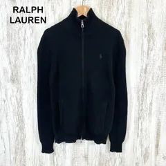 RALPH LAUREN ラルフローレン ポニーロゴ刺繡 ダブルジップアップ コットン ドライバーズニット セーター ブラック