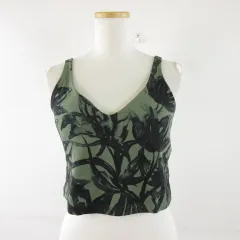 ルルレモン lululemon スポーツウェア ヨガ タンクトップ キャミ 総柄 緑 黒 *A484