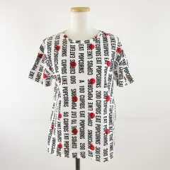 ザラ ZARA Tシャツ 半袖 総柄 白 黒 S *A489