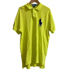 美品 Polo Ralph Lauren ポロラルフローレン ビッグポニー ポロシャツ Lサイズ イエローグリーン メンズ 古着 中古 USED
