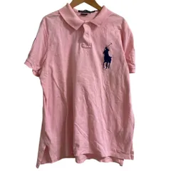 美品 POLO RALPH LAUREN ポロラルフローレン ビッグポニー ショートスリーブ ポロシャツ カットソー LLサイズ ピンク メンズ 古着 中古 USED