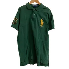 美品 POLO by RALPH LAUREN ポロラルフローレン ビッグポニー ポロシャツ XLサイズ グリーン レディース 古着 中古 USED