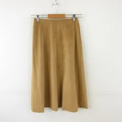 ユニクロ UNIQLO スエードタッチフレアスカート ひざ丈 ベージュ S *A543