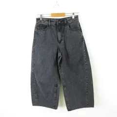 ジーユー GU バレルレッグジーンズ ロング 黒 L *A544