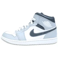 NIKE (ナイキ) AIR JORDAN 1 MID GREYSCALE エアジョーダン 1 ミッドカットスニーカー ホワイト/グレー US9/27cm 554724-078