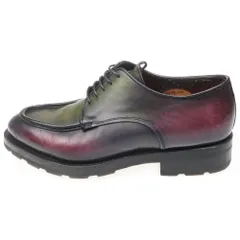 Santoni (サントーニ) パティーヌ レザー ダービーシューズ グリーン/バーガンディのサムネイル