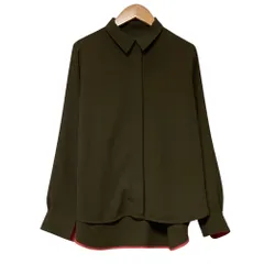 美品 PS Paul Smith PS ポールスミス 比翼デザイン シャツ ブラウス サイズ40 カーキ レディース 古着 中古 USED
