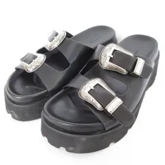 美品 AMERI アメリ MEDI WESTERN BUCKLE SANDALS バックル プラットフォーム サンダル Mサイズ 23.5cm ブラック レディース 古着 中古 USEDのサムネイル