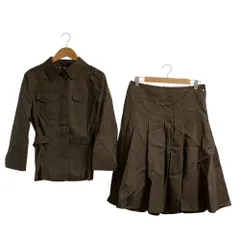 美品 BURBERRY LONDON バーバリーロンドン シャツジャケット+スカート セットアップ サイズ40 ブラウン レディース 古着 中古 USED