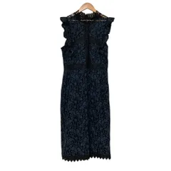 未使用 ZARA ザラ ノースリーブレースワンピース L ブラック×ブルー レディース 古着 中古 USED