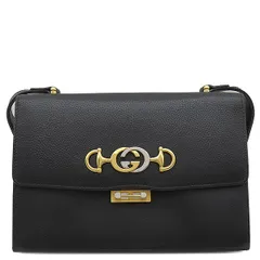 グッチ GUCCI ショルダーバッグ ズゥミ チェーン ショルダー レザー ブラック ゴールド金具 インターロッキングG ホースビット GD金具 SV金具  576388【中古】