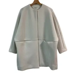 美品 24SS Mila Owen ミラオーウェン ノーカラーコクーン ハーフ丈ポンチコート サイズ0 アイボリー レディース 古着 中古 USED