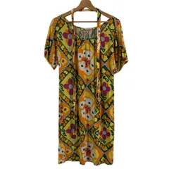 美品 Marimekko マリメッコ フラワープリント VERA ストレッチ ワンピース サイズS イエロー レディース 古着 中古 USED