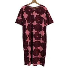 美品 Marimekko マリメッコ フラワープリント カットソーワンピース 52174-5-45335 サイズM ピンク レディース 古着 中古 USED