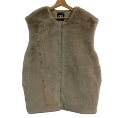 美品 ZARA ザラ エコファー ジレ ベスト サイズ13-14 グレージュ レディース 古着 中古 USED