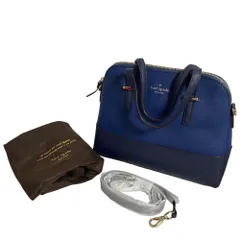 新品同様 kate spade ケイトスペード バイカラー 2WAY トートバッグ ショルダーバッグ ネイビー ブルー レディース 古着 中古 USED