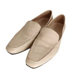 良品 YOSHITO de ORANGE ヨシトデオランジェ レザー ローファー スクエア モカシンシューズ 箱付き OR7810 24cm ベージュ レディース 古着 中古 USED