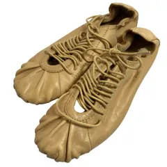 良品 ZUCCa ズッカ レザー レースアップ フラットシューズ サイズM 24cm相当 ベージュ レディース 古着 中古 USED