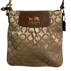 美品 COACH コーチ オプアート キャンバス クロスボディバッグ ショルダーバッグ ベージュ レディース 古着 中古 USED