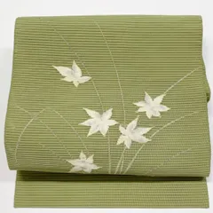 ［6963］名古屋帯 枝花文様 夏物 八寸 お太鼓柄 正絹 着物