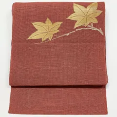 ［6964］名古屋帯 夏物 楓文様 お太鼓柄 八寸 正絹 着物