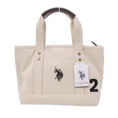 新品同様 U.S. POLO ASSN. ユーエスポロアッセン キャンバス トートバッグ ロゴ 刺繍 カバン USPA-1862 ポイントゲッター オフホワイト レディース 古着 中古 USED