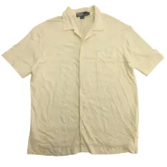 Polo by Ralph Lauren ポロ バイ ラルフローレン オープンカラー リネン シャツ カットソー 半袖 L ベージュ レディース 古着 中古 USED