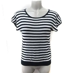 エニィスィス エニシス anySiS カットソー ボーダー 半袖 2 M 黒 ブラック 白 ホワイト /YI