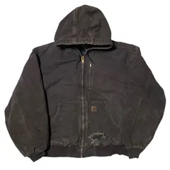 カーハート アクティブジャケット ワークウェア ダークブラウン フェード ヴィンテージ ダックジャケット ジップアップ リブ カンガルーポケット 2XL オーバーサイズ ビッグシルエット アウター レディース ユニセックス メンズ 古着 長袖 CHM