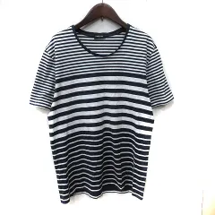 コムサイズム COMME CA ISM Tシャツ カットソー ボーダー 半袖 L 黒 ブラック 白 ホワイト /YI