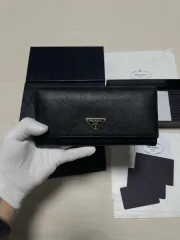 フルセット PRADA プラダ サフィアーノ 三角ロゴ ゴールド 長財布 OS
