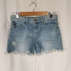 M1-02470【Women】LOWRYS FARM(ローリーズファーム) デニム ショートパンツ (M) / ライトブルー 内側、両サイドポケット毛羽立ち有 K