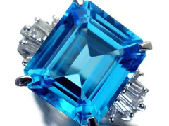 【ジュエリー極】スイスブルー煌く！超大粒極上天然ブルートパーズ10.71ct＆良質ダイヤ0.34ct 超高級Pt900リング h8179zv【送料無料】