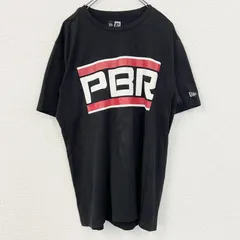 古着 used　NEW ERA ニューエラ　半袖ビッグプリントTシャツ　PBR　カジュアルデザイン　クルーネック　黒　Lサイズ【値引き交渉OK！】