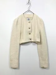 ZARA ザラ ノーカラー ショート ジャケット sizeS/アイボリー ■■レディース
