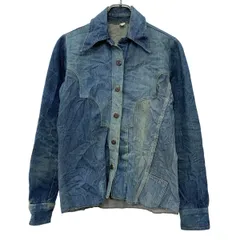70s～ 長袖 デニムシャツ XS～ ブルー ボタン 変形シャツ Y2K アメカジ カジュアルシャツ デニム カジュアル 春秋物 a802-5481