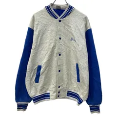 USA製 FRUIT OF THE LOOM スウェットスタジャン XL グレー ブルー フルーツオブザルーム スナップボタン バックプリント 秋物 a802-5488