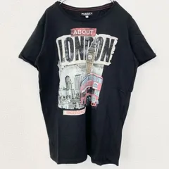 古着 used　半袖プリントTシャツ　レトロデザイン　クルーネック　イギリス　London　ビックベン　黒　ブラック　XLサイズ【値引き交渉OK！】