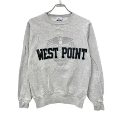 90s メキシコ製 Champion プリントスウェット トレーナー S ライトグレー チャンピオン 青タグ プルオーバー WEST POINT 秋物 a802-5524