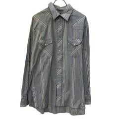 Wrangler 長袖 ウエスタンシャツ XL グレー マルチカラー ラングラー スナップボタン 胸ポケット ストライプシャツ 春物 a802-5537