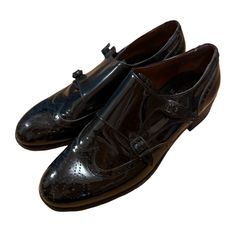 COMME des GARCONS 80s レザーシューズ ダブルストラップ 黒 - メルカリ