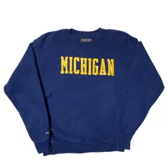 ジャンスポーツ リバースウィーブ トレーナー ミシガン大学 カレッジロゴ アメカジ ネイビー カレッジウェア クルーネック 2XL 王道 定番 スウェット レディース ユニセックス メンズ 古着 長袖 CHM