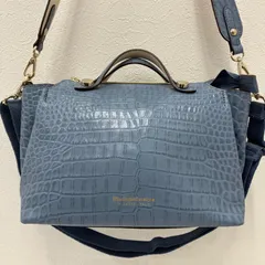 9575　良品　Modaprincipe　モーダプリンチペ　3way　ハンドバッグ　ショルダーバッグ　ブルー　水色　ライトブルー　クロコ型押し　肩がけ　斜めがけ　クロスボディ　レディース