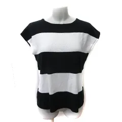 テチチ Te chichi カットソー フレンチスリーブ ボーダー M 黒 ブラック 白 ホワイト /YI