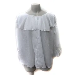 クラシカルエルフ CLASSICAL ELF シャツ ブラウス シアー ビッグカラー 長袖 M 白 ホワイト /YI