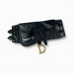 b16 Christian Dior クリスチャンディオール 2019 レザー サドル ベルト ゴールド金具 SADDLE BELT ブラック レザー レディースu02t