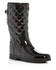 ハンター レディース シューズ ブーツ・レインブーツ キルティング Hunter Womens Refined Quilted Gloss Rain Boots Black ブラック