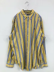 Ralph Lauren シャツ/ブラウス L イエロー コットン ストライプ柄 ワンポイント ブランドロゴ 長袖 ボタンダウン