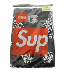 シュプリーム SUPREME ×Hanes ヘインズ Bandana Tagless Tees (2Pack) バンダナ タグレス 2枚セット 半袖Tシャツ L黒ブラック ブランド古着ベクトル 中古☆AA★260215